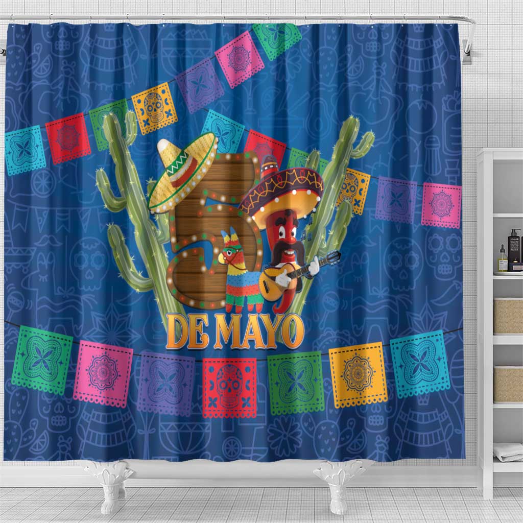 Mexico Cinco De Mayo 2025 Shower Curtain Chili Pepper Let's Fiesta - Wonder Print Shop