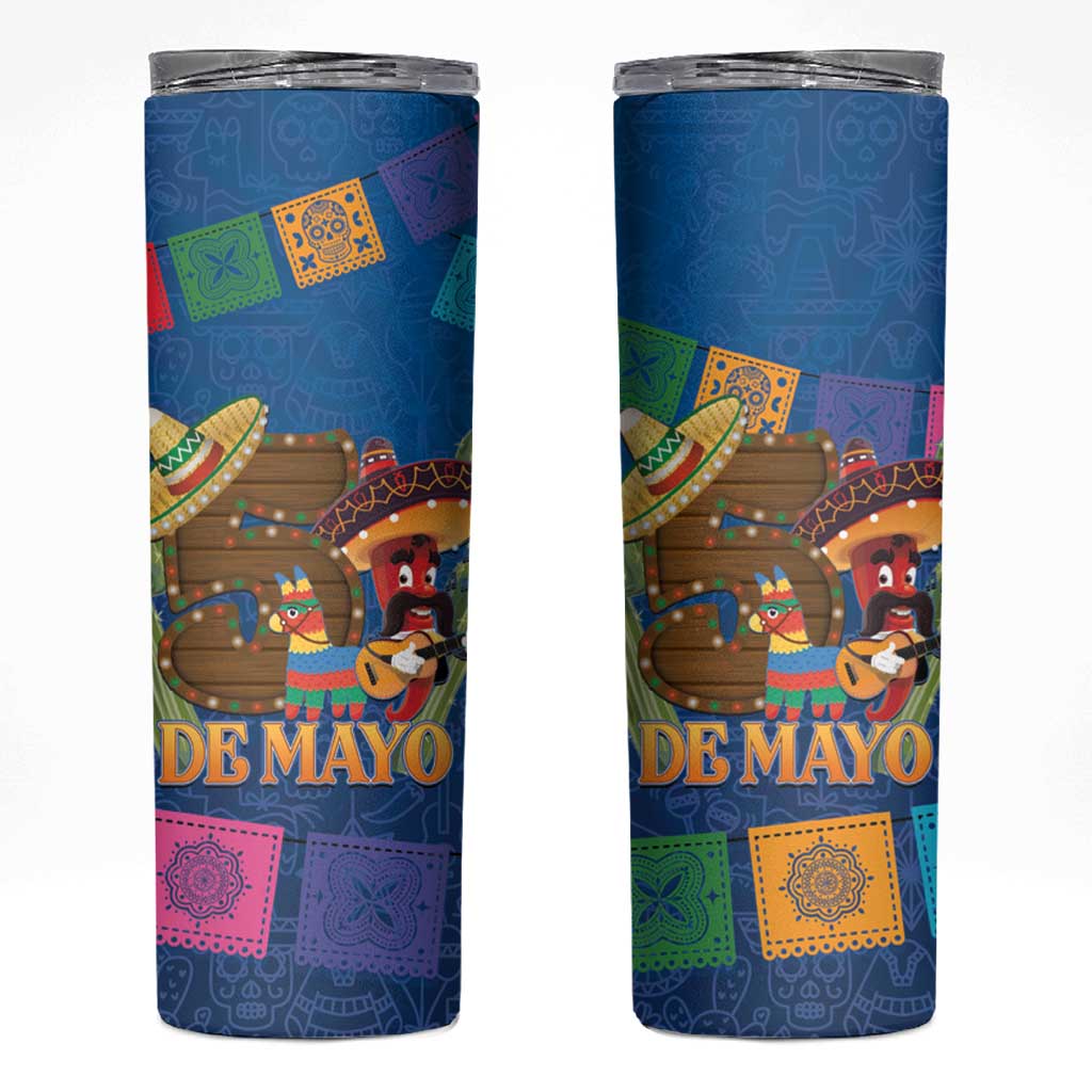 Mexico Cinco De Mayo 2025 Skinny Tumbler Chili Pepper Let's Fiesta - Wonder Print Shop