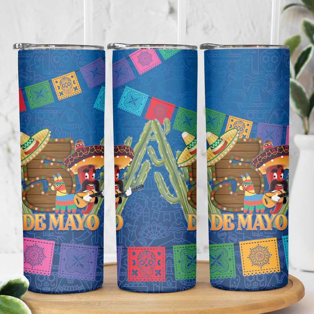 Mexico Cinco De Mayo 2025 Skinny Tumbler Chili Pepper Let's Fiesta - Wonder Print Shop