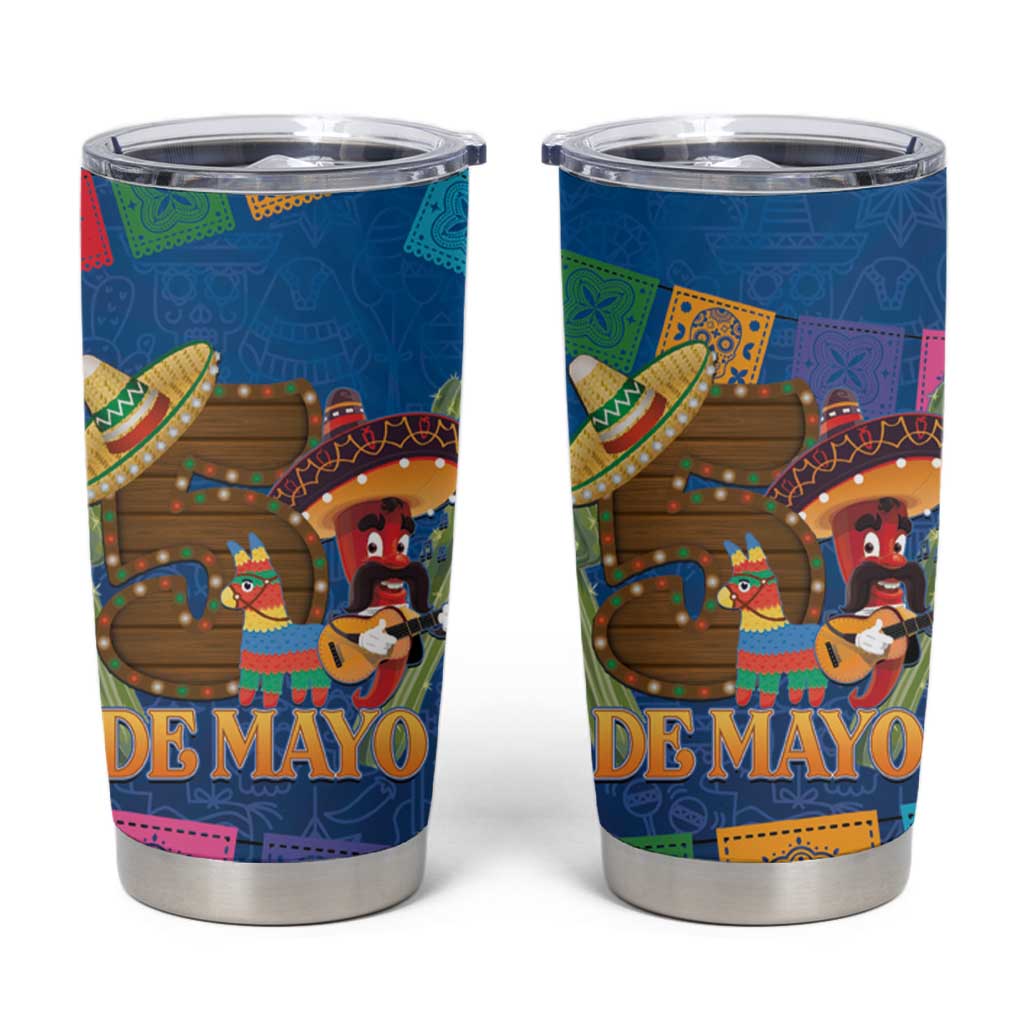 Mexico Cinco De Mayo 2025 Tumbler Cup Chili Pepper Let's Fiesta - Wonder Print Shop