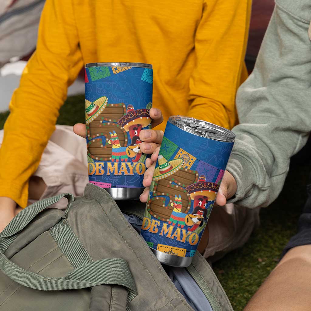 Mexico Cinco De Mayo 2025 Tumbler Cup Chili Pepper Let's Fiesta - Wonder Print Shop
