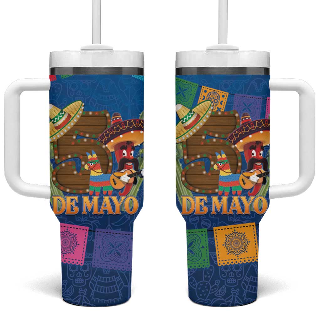 Mexico Cinco De Mayo 2025 Tumbler With Handle Chili Pepper Let's Fiesta - Wonder Print Shop