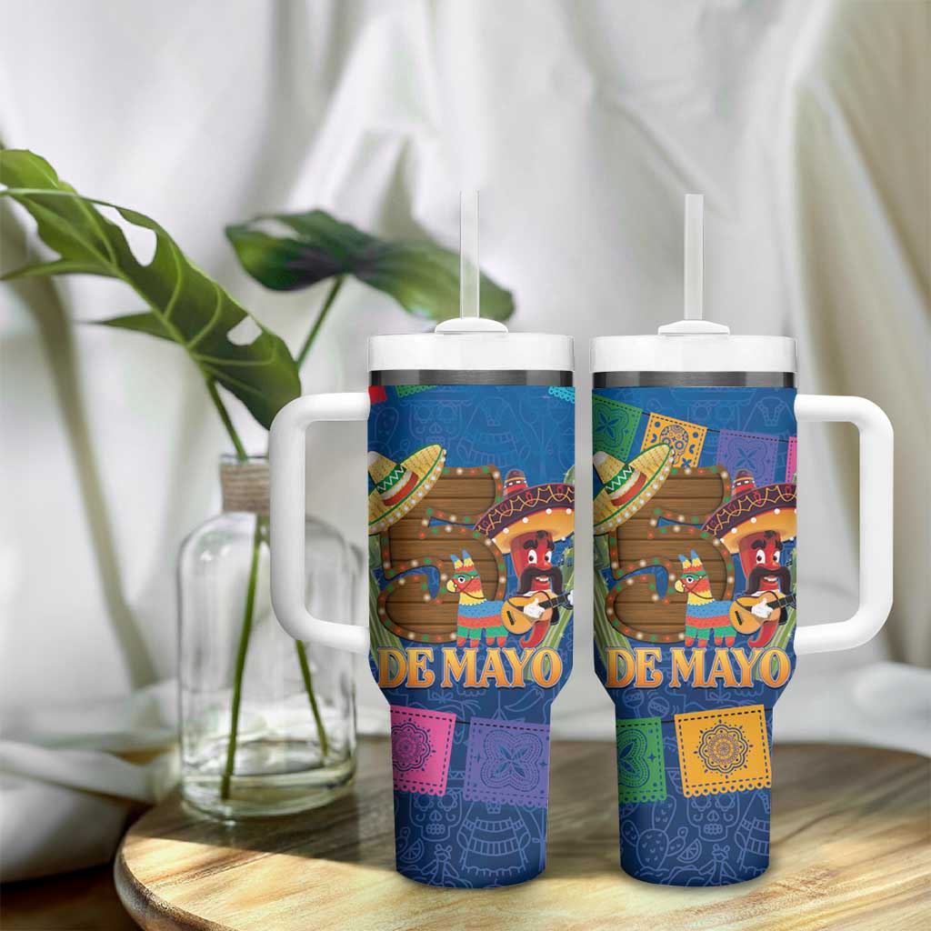 Mexico Cinco De Mayo 2025 Tumbler With Handle Chili Pepper Let's Fiesta - Wonder Print Shop