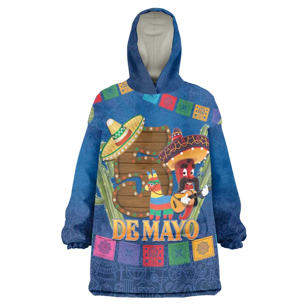Mexico Cinco De Mayo 2025 Wearable Blanket Hoodie Chili Pepper Let's Fiesta - Wonder Print Shop