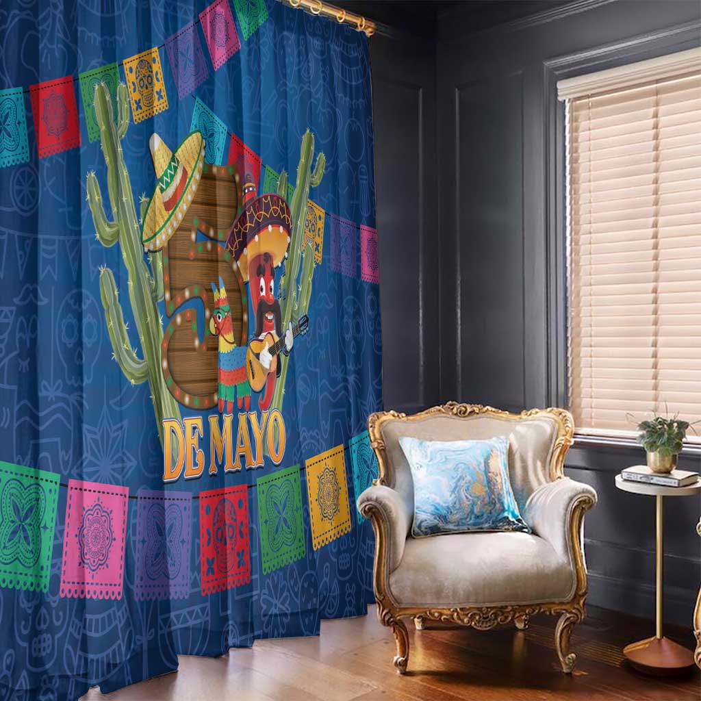 Mexico Cinco De Mayo 2025 Window Curtain Chili Pepper Let's Fiesta - Wonder Print Shop