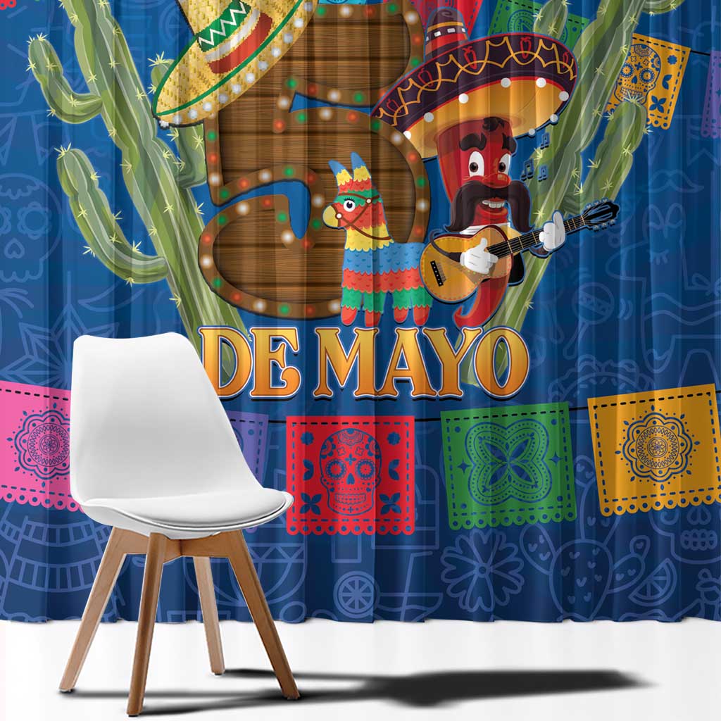 Mexico Cinco De Mayo 2025 Window Curtain Chili Pepper Let's Fiesta - Wonder Print Shop
