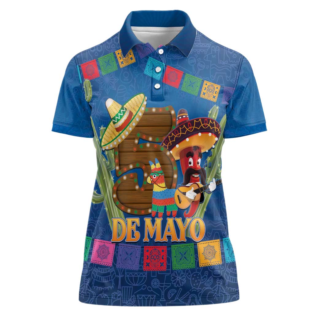 Mexico Cinco De Mayo 2025 Women Polo Shirt Chili Pepper Let's Fiesta - Wonder Print Shop