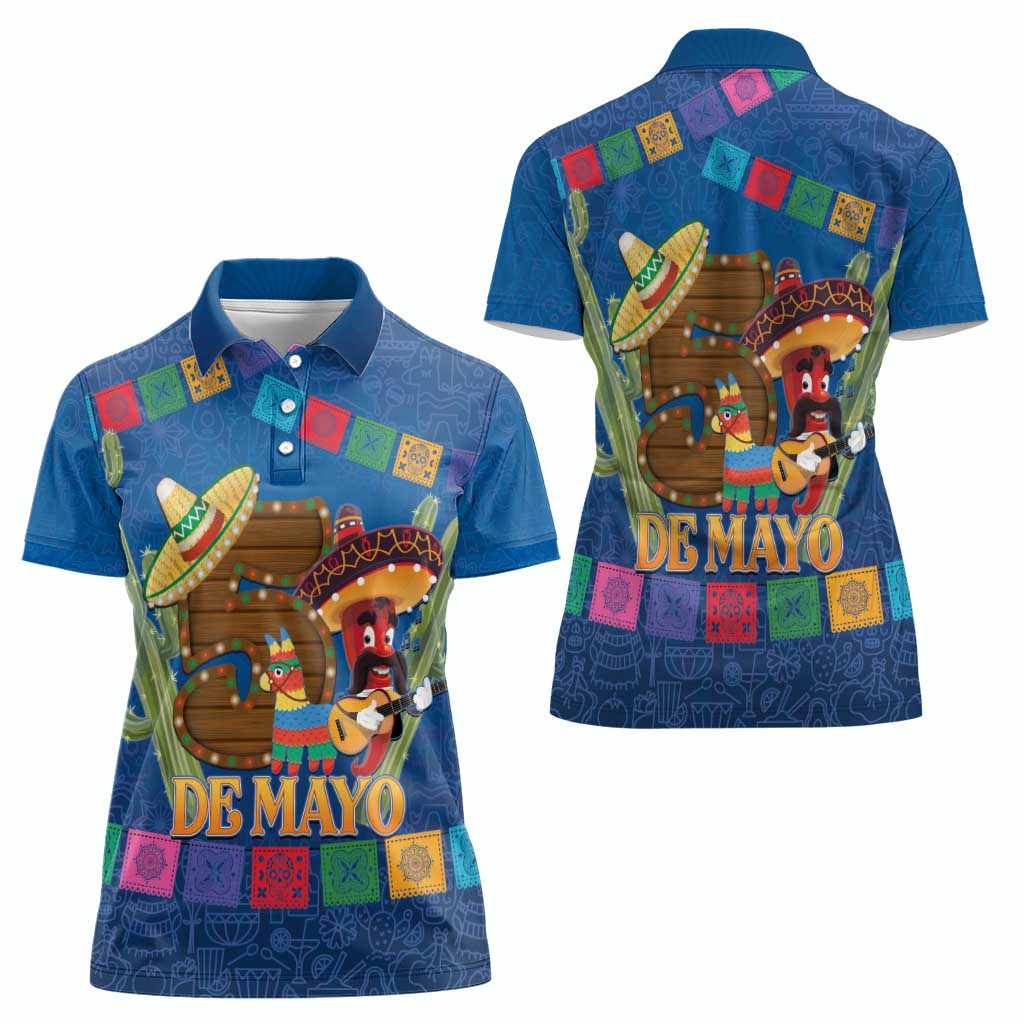 Mexico Cinco De Mayo 2025 Women Polo Shirt Chili Pepper Let's Fiesta - Wonder Print Shop