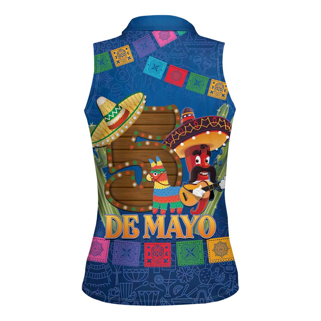 Mexico Cinco De Mayo 2025 Women Sleeveless Polo Shirt Chili Pepper Let's Fiesta - Wonder Print Shop