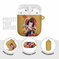 Japanese Geisha Koi Fish AirPods Case Cherry Blossoms Yellow Seigaiha Pattern - Wonder Print Shop