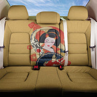 Japanese Geisha Koi Fish Back Car Seat Cover Cherry Blossoms Yellow Seigaiha Pattern - Wonder Print Shop