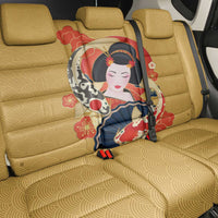 Japanese Geisha Koi Fish Back Car Seat Cover Cherry Blossoms Yellow Seigaiha Pattern - Wonder Print Shop