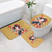 Japanese Geisha Koi Fish Bathroom Set Cherry Blossoms Yellow Seigaiha Pattern - Wonder Print Shop