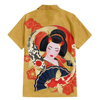 Japanese Geisha Koi Fish Family Matching Mermaid Dress and Hawaiian Shirt Cherry Blossoms Yellow Seigaiha Pattern - Wonder Print Shop