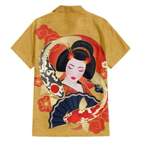 Japanese Geisha Koi Fish Family Matching Puletasi and Hawaiian Shirt Cherry Blossoms Yellow Seigaiha Pattern - Wonder Print Shop
