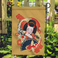 Japanese Geisha Koi Fish Garden Flag Cherry Blossoms Yellow Seigaiha Pattern - Wonder Print Shop