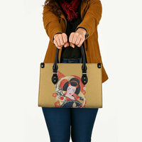 Japanese Geisha Koi Fish Leather Bag Cherry Blossoms Yellow Seigaiha Pattern - Wonder Print Shop