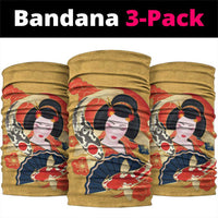 Japanese Geisha Koi Fish Neck Gaiter Cherry Blossoms Yellow Seigaiha Pattern - Wonder Print Shop