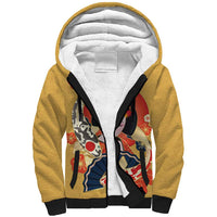 Japanese Geisha Koi Fish Sherpa Hoodie Cherry Blossoms Yellow Seigaiha Pattern - Wonder Print Shop