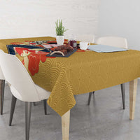 Japanese Geisha Koi Fish Tablecloth Cherry Blossoms Yellow Seigaiha Pattern - Wonder Print Shop