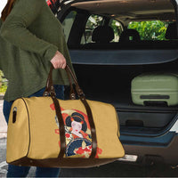 Japanese Geisha Koi Fish Travel Bag Cherry Blossoms Yellow Seigaiha Pattern - Wonder Print Shop