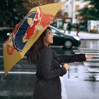 Japanese Geisha Koi Fish Umbrella Cherry Blossoms Yellow Seigaiha Pattern - Wonder Print Shop