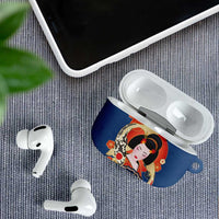 Japanese Geisha Koi Fish AirPods Case Cherry Blossoms Blue Seigaiha Pattern - Wonder Print Shop
