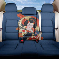Japanese Geisha Koi Fish Back Car Seat Cover Cherry Blossoms Blue Seigaiha Pattern - Wonder Print Shop