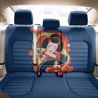 Japanese Geisha Koi Fish Back Car Seat Cover Cherry Blossoms Blue Seigaiha Pattern - Wonder Print Shop