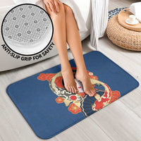 Japanese Geisha Koi Fish Bathroom Set Cherry Blossoms Blue Seigaiha Pattern - Wonder Print Shop