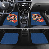 Japanese Geisha Koi Fish Car Mats Cherry Blossoms Blue Seigaiha Pattern - Wonder Print Shop