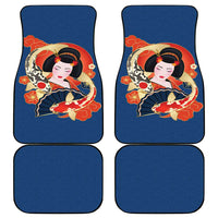 Japanese Geisha Koi Fish Car Mats Cherry Blossoms Blue Seigaiha Pattern - Wonder Print Shop