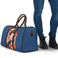 Japanese Geisha Koi Fish Travel Bag Cherry Blossoms Blue Seigaiha Pattern - Wonder Print Shop