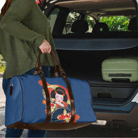 Japanese Geisha Koi Fish Travel Bag Cherry Blossoms Blue Seigaiha Pattern - Wonder Print Shop