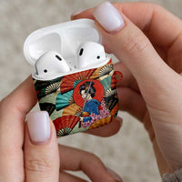 Japanese Geisha Katana AirPods Case Japan Sensu Seigaiha Pattern - Wonder Print Shop