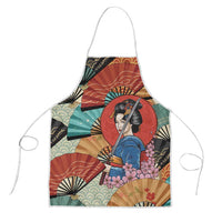 Japanese Geisha Katana Apron Japan Sensu Seigaiha Pattern - Wonder Print Shop