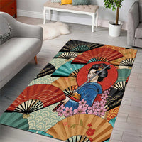 Japanese Geisha Katana Area Rug Japan Sensu Seigaiha Pattern - Wonder Print Shop