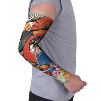 Japanese Geisha Katana Arm Sleeves Japan Sensu Seigaiha Pattern - Wonder Print Shop