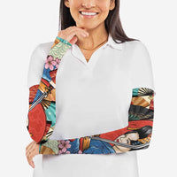 Japanese Geisha Katana Arm Sleeves Japan Sensu Seigaiha Pattern - Wonder Print Shop