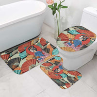 Japanese Geisha Katana Bathroom Set Japan Sensu Seigaiha Pattern - Wonder Print Shop