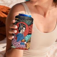 Japanese Geisha Katana 4 in 1 Can Cooler Tumbler Japan Sensu Seigaiha Pattern - Wonder Print Shop