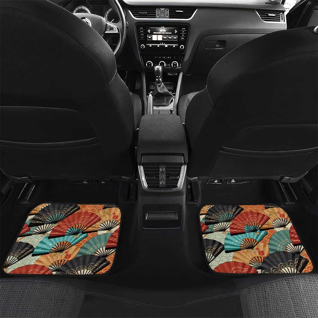 Japanese Geisha Katana Car Mats Japan Sensu Seigaiha Pattern - Wonder Print Shop