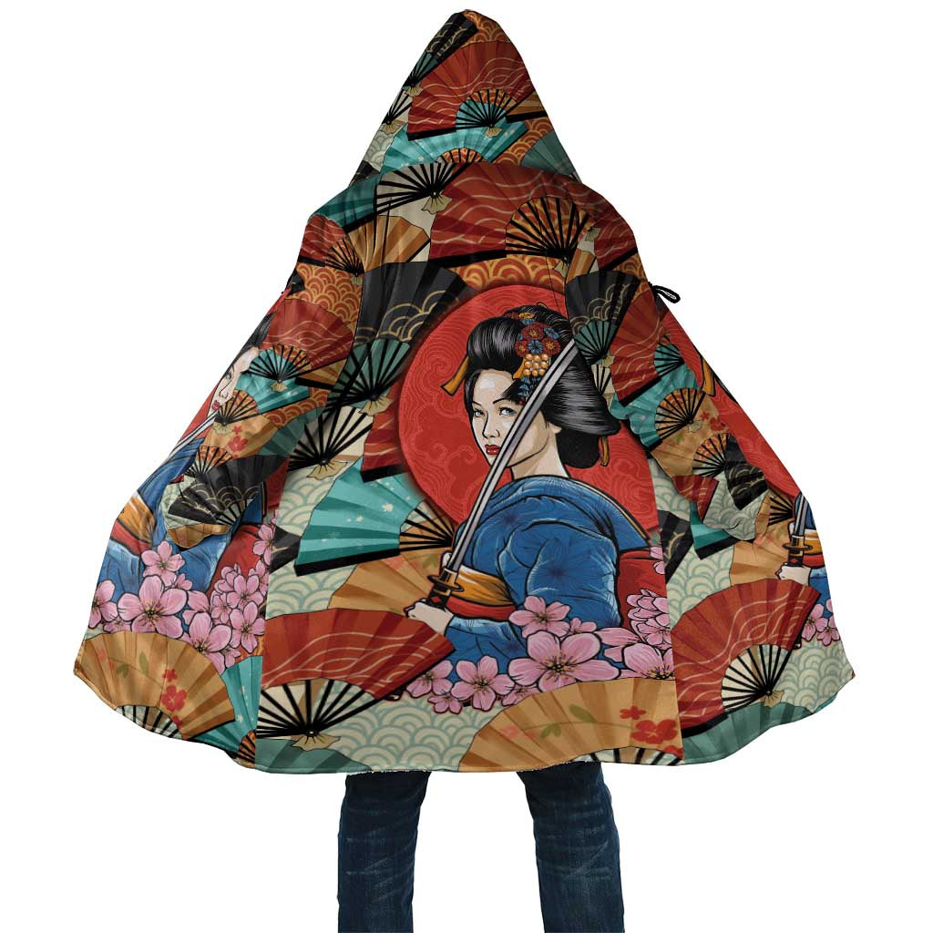 Japanese Geisha Katana Cloak Japan Sensu Seigaiha Pattern - Wonder Print Shop