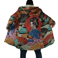Japanese Geisha Katana Cloak Japan Sensu Seigaiha Pattern - Wonder Print Shop