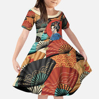 Japanese Geisha Katana Family Matching Puletasi and Hawaiian Shirt Japan Sensu Seigaiha Pattern - Wonder Print Shop