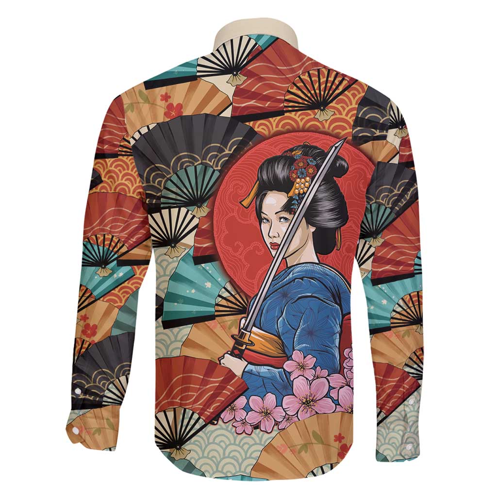 Japanese Geisha Katana Family Matching Puletasi and Hawaiian Shirt Japan Sensu Seigaiha Pattern - Wonder Print Shop