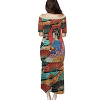 Japanese Geisha Katana Family Matching Puletasi and Hawaiian Shirt Japan Sensu Seigaiha Pattern - Wonder Print Shop