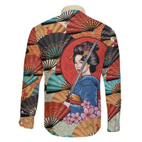 Japanese Geisha Katana Family Matching Tank Maxi Dress and Hawaiian Shirt Japan Sensu Seigaiha Pattern - Wonder Print Shop