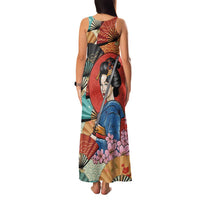 Japanese Geisha Katana Family Matching Tank Maxi Dress and Hawaiian Shirt Japan Sensu Seigaiha Pattern - Wonder Print Shop