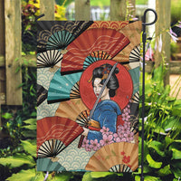 Japanese Geisha Katana Garden Flag Japan Sensu Seigaiha Pattern - Wonder Print Shop